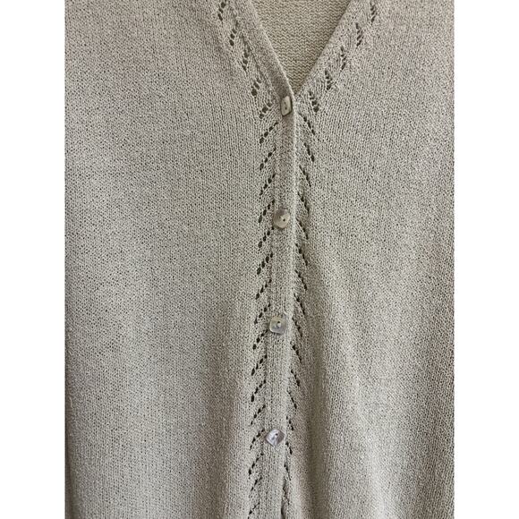 VTG Van Heusen Cardigan Women’s Size L Grannycore Ramie Cotton Knit Button Up - Picture 4 of 9